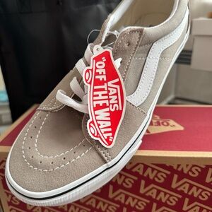 Vans SK8-Low Taupe & White Skate Shoes
